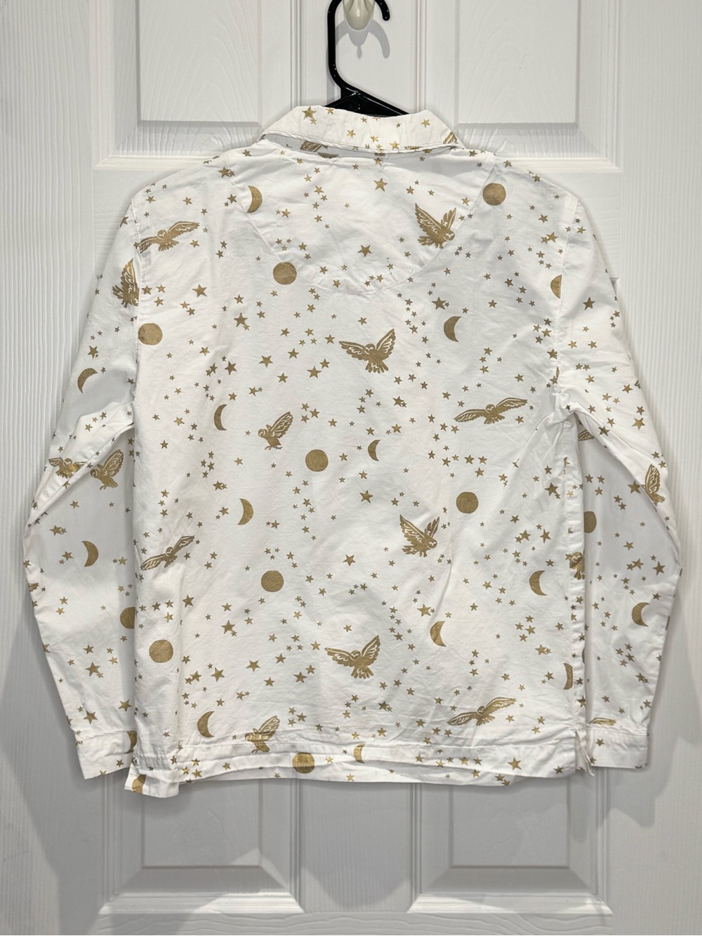 Pottery Barn Teen Small Harry Potter Button Down Pajama Top White Gold - Picture 3 of 7